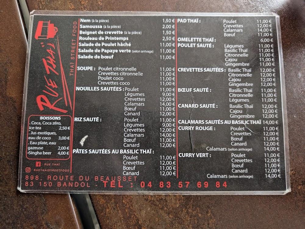 Rue Thaï - Menu Image 1
